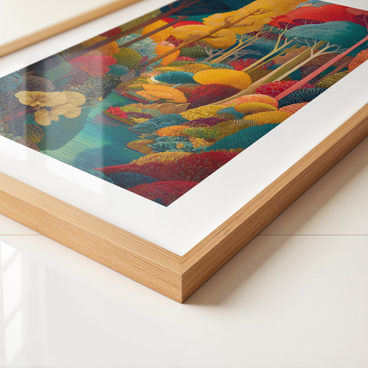 Bunter Herbstwald Flussweg