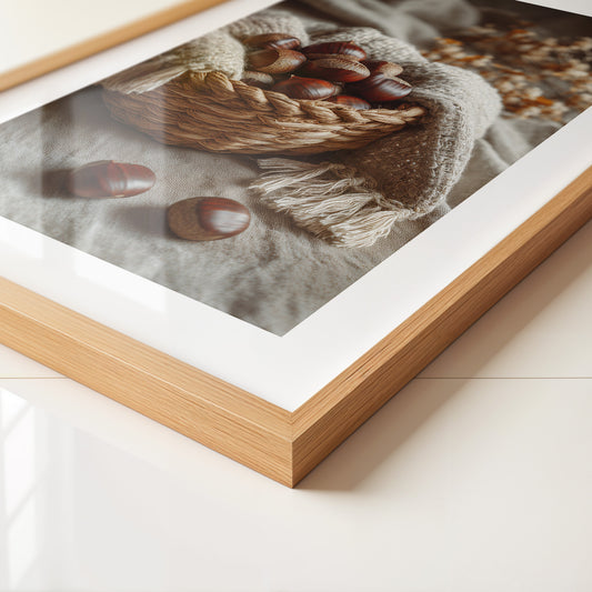 Kastanienkorb Herbstfarben Stillleben