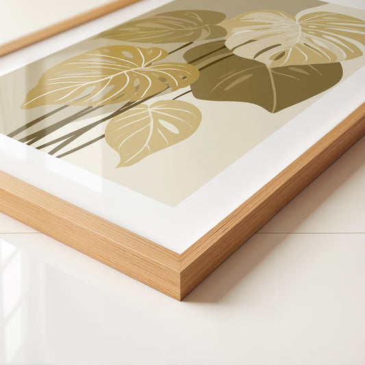 Monstera Blätter Beige Töne