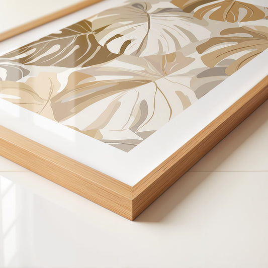 Monstera Blätter Pastell Braun