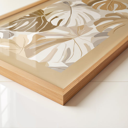 Monstera Blätter Beige Töne