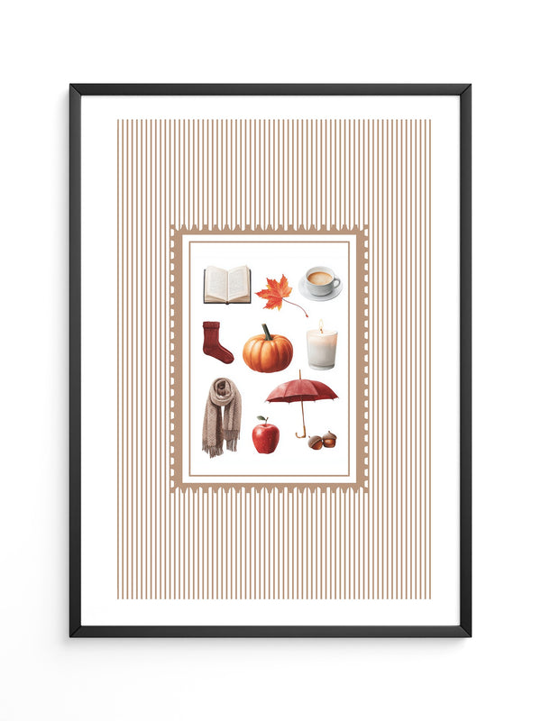 Herbst Symbole Collage Retro