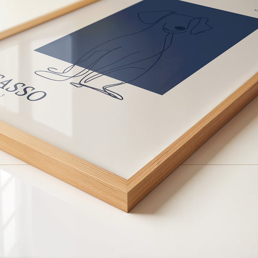 Hund Linie Blau Retro