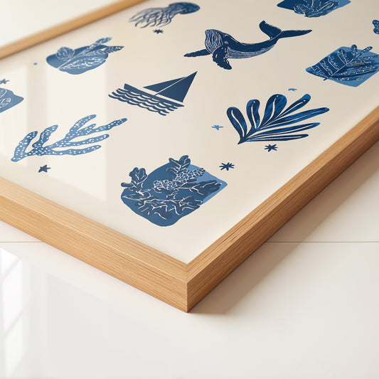 Marine Muster Blau Vintage