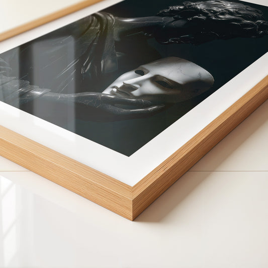 Skulptur Maske Schwarz-Weiß