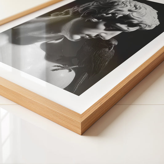 Skulptur Rabe Schwarzweiß