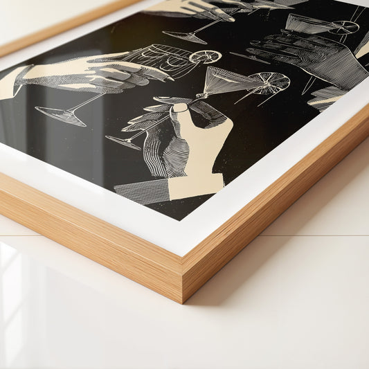 Cocktailgläser Retro Schwarz-Weiß