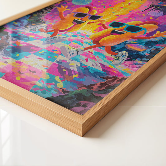 Tanzende Hotdogs Neonparty