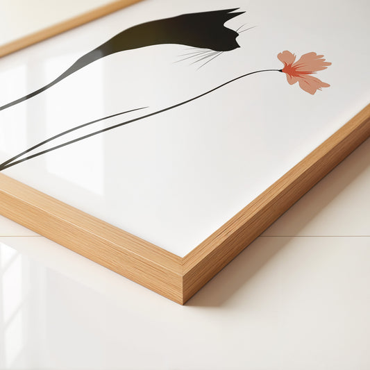 Katzen Silhouette Blume Minimalistisch