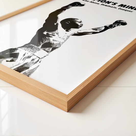 Boxer Siegerpose Schwarzweiß