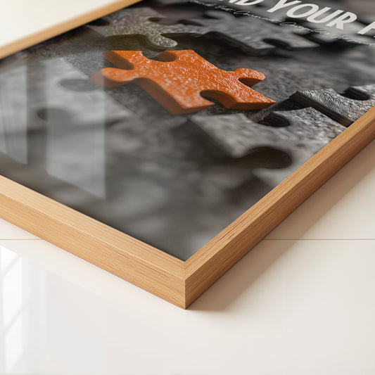 Oranges Puzzleteil Schwarz-Weiß