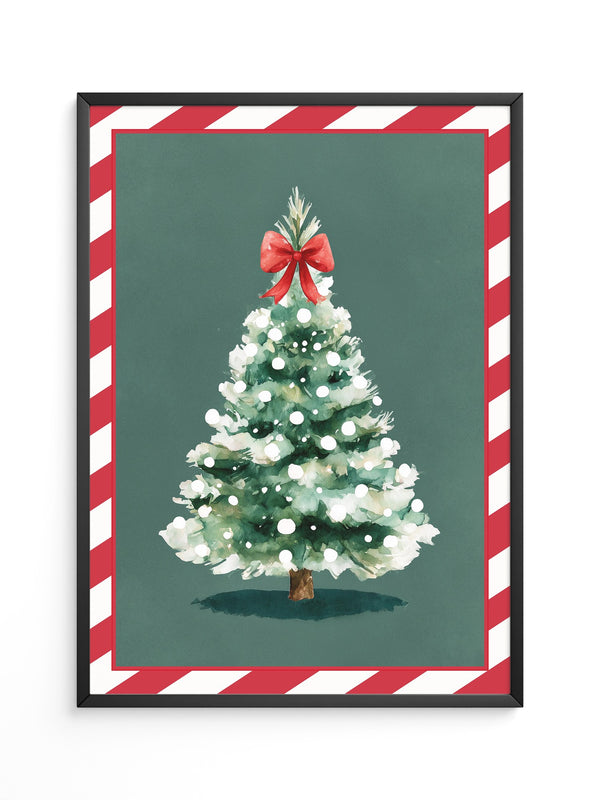Weihnachtsbaum Aquarell Rot-Schleife