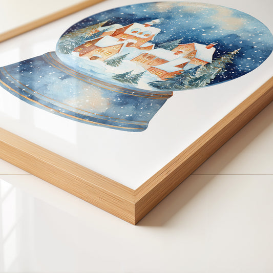 Schneekugel Winterdorf Aquarell