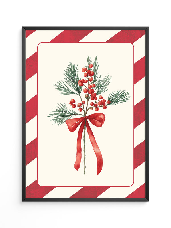 Weihnachtszweige Rot Grün Vintage