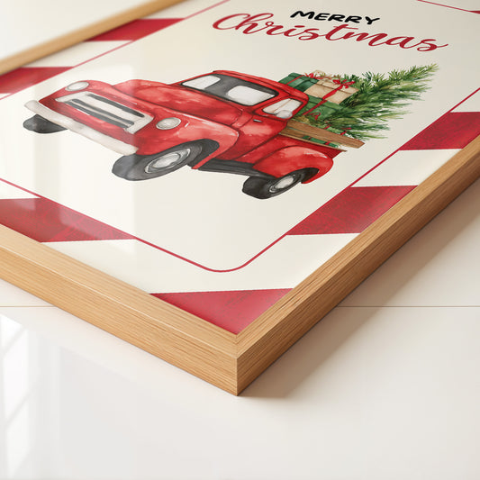 Roter Weihnachtswagen Aquarell