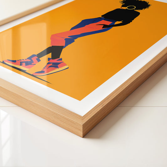 Silhouette Frau leuchtend orange