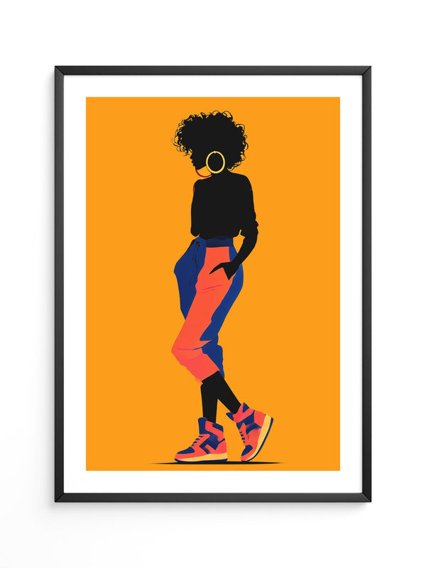 Silhouette Frau leuchtend orange