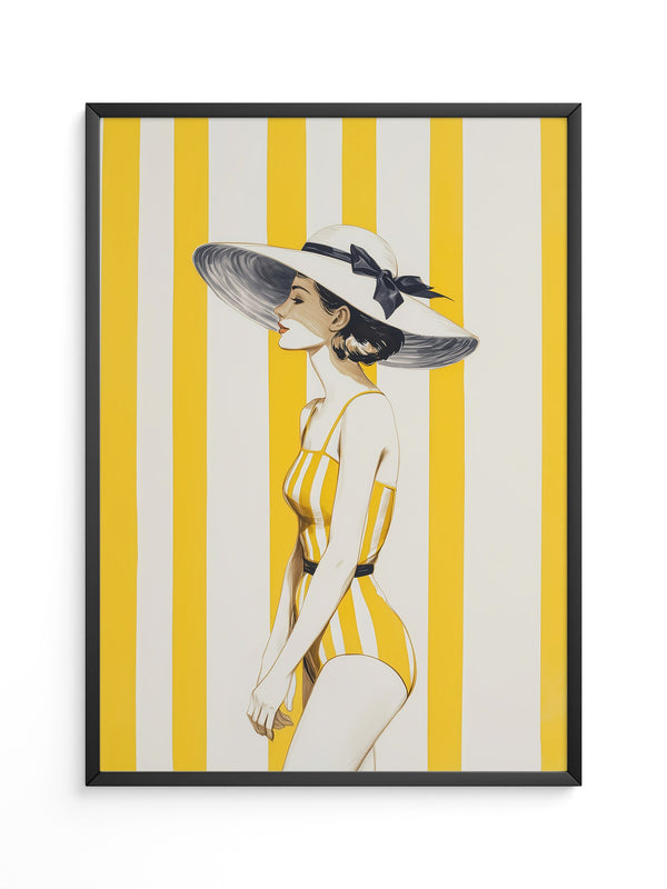 Dame gelb gestreift Retro-Look