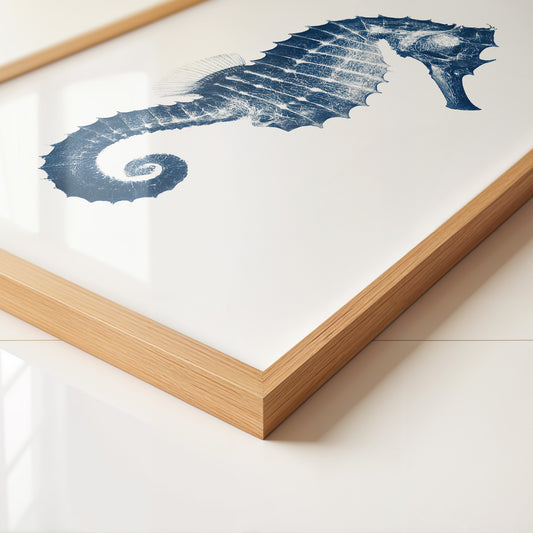 Seepferdchen Blau Monochrom