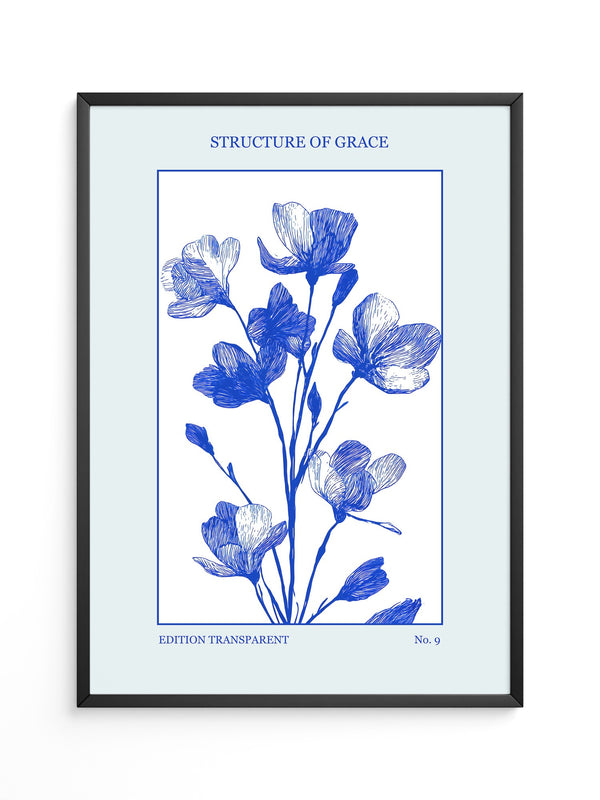 Blaue Blumen grafisch minimalistisch