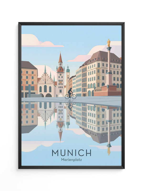 Marienplatz Spiegelung Stadtszene