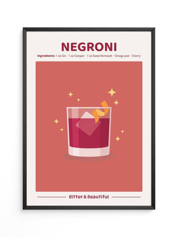 Negroni Drink Illustration Rot