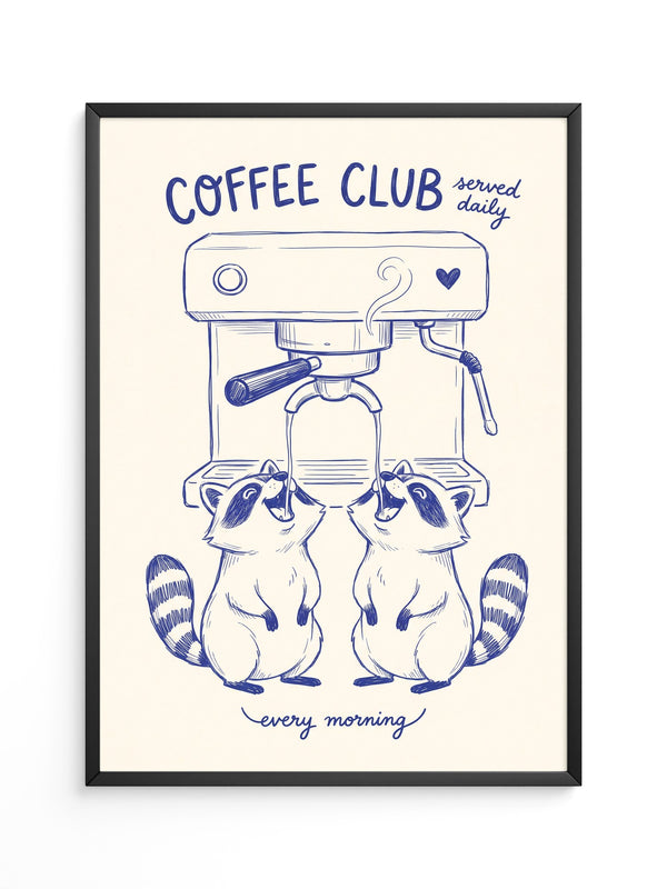Waschbären Kaffeezeit Illustration