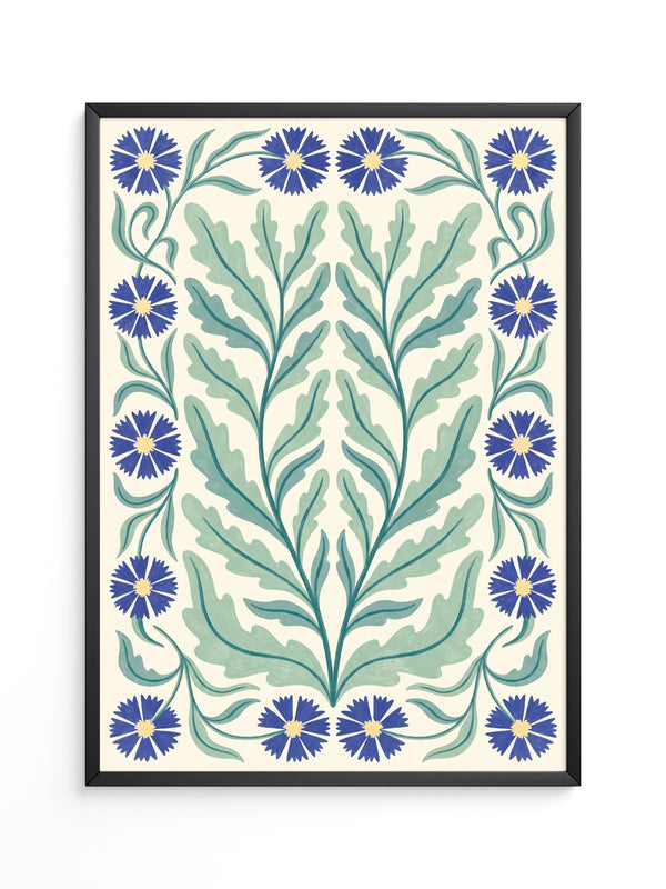 Blau Kornblumen Ornament Muster