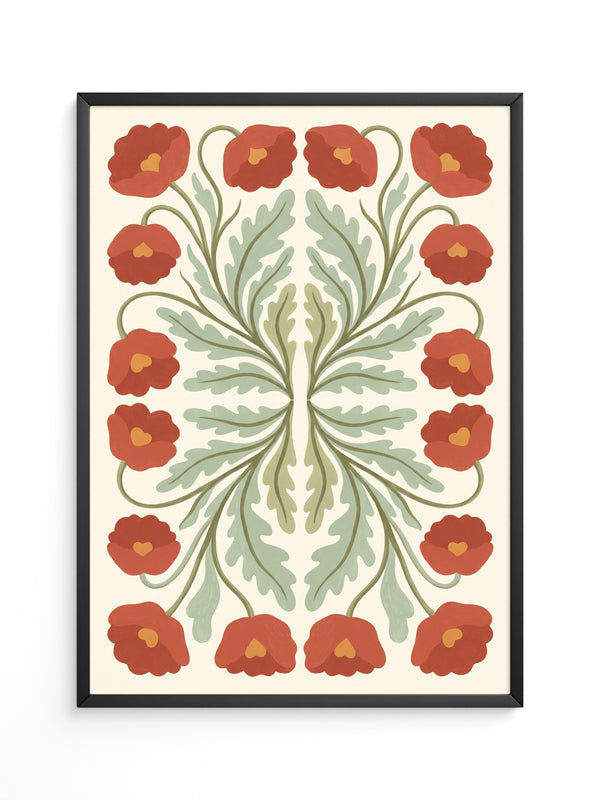 Rote Mohnblumen Symmetrie
