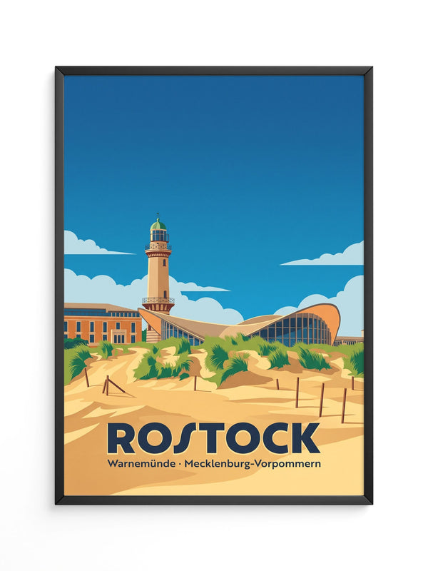 Rostock Leuchtturm Strand Illustration