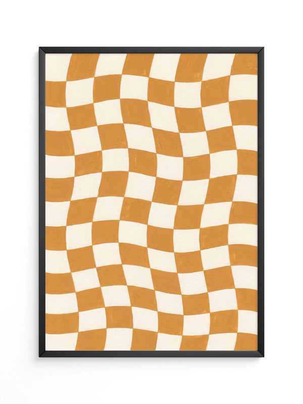 Schachbrett Orange Retro