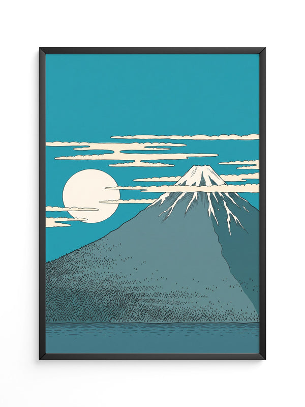 Berg Mond Illustration Türkis