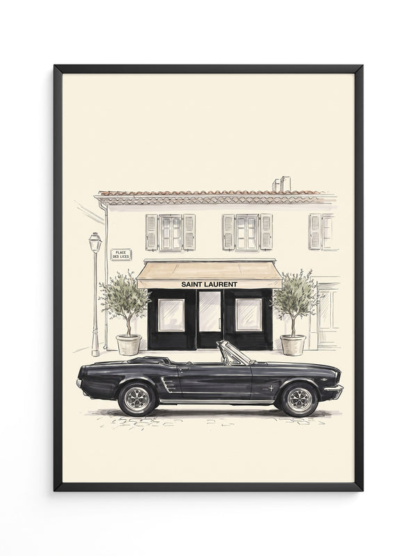 Elfer Cabrio Retro Schwarz-Weiß