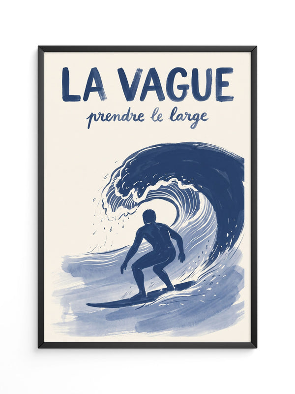 Surfer Welle Blau Kunstdruck