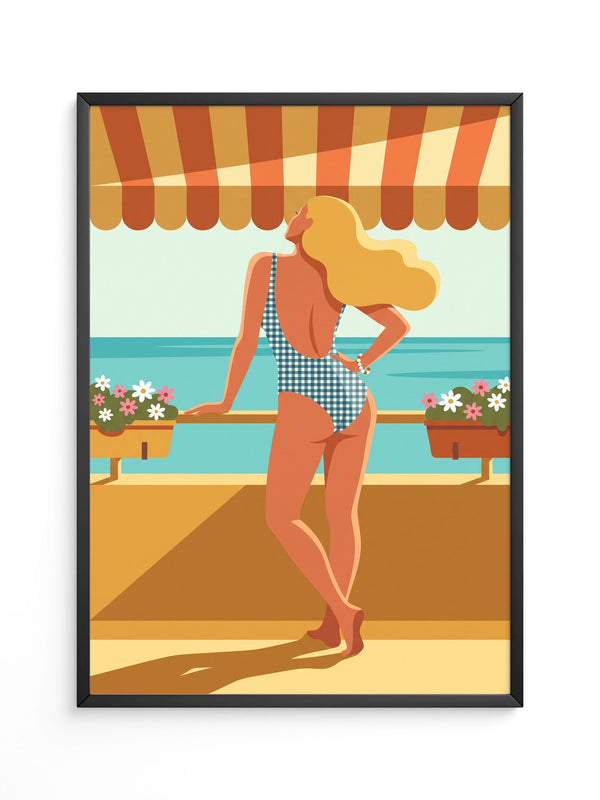 Strandschönheit Retro Illustration