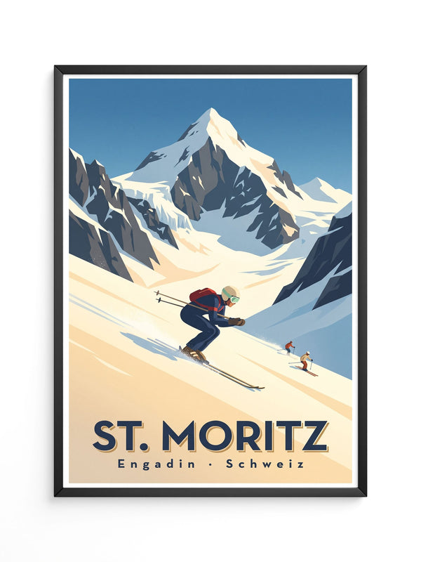 Skifahrer Retro Berge