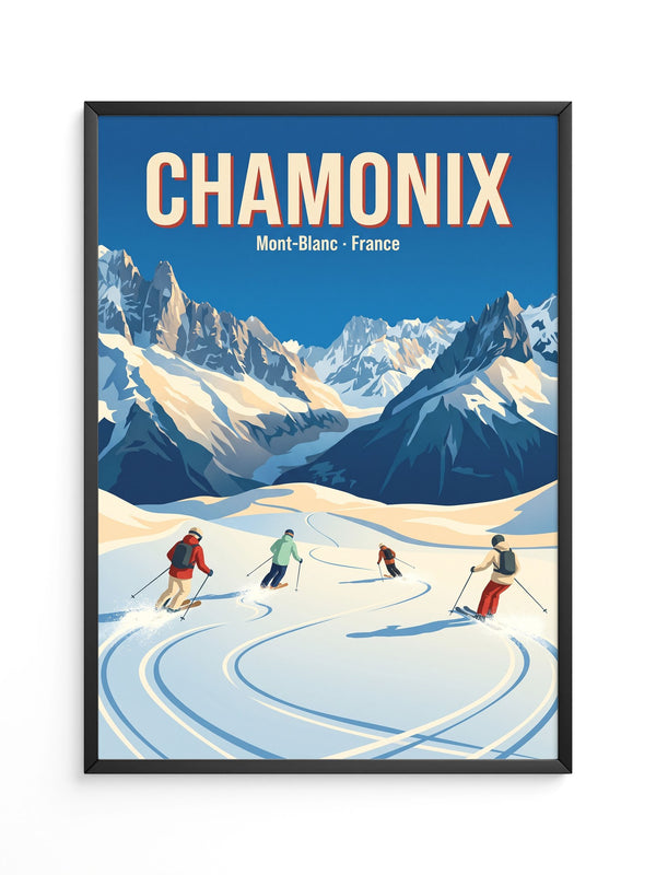 Skifahrer Alpen Retro