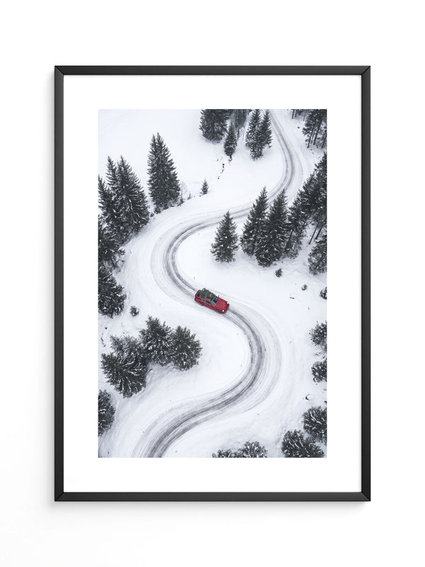 Auto S-Kurve Winterlandschaft