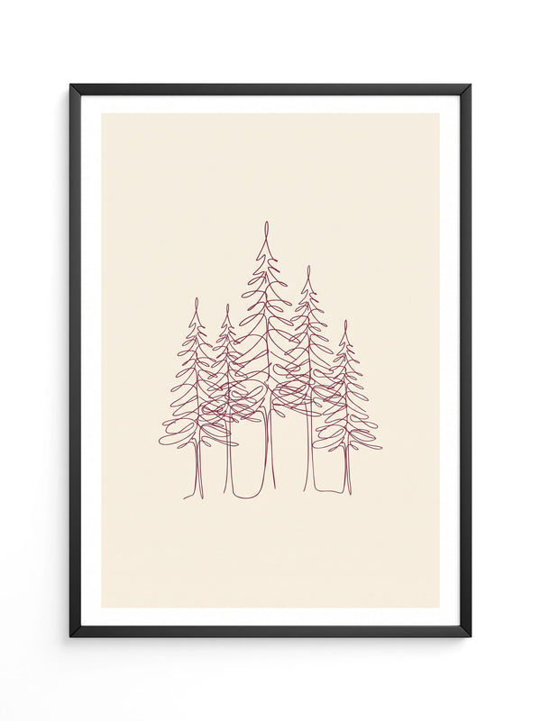 Waldfichten Linienbild