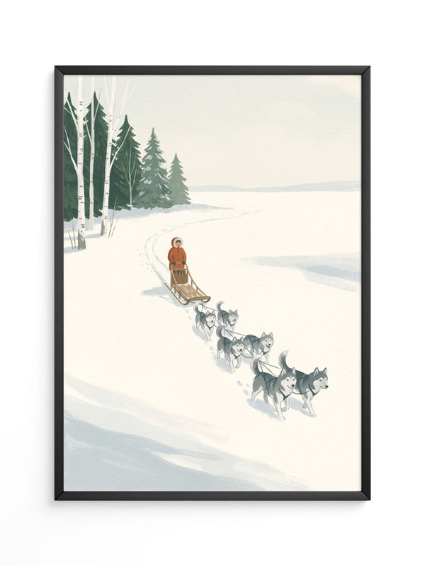 Huskyschlitten Winterlandschaft