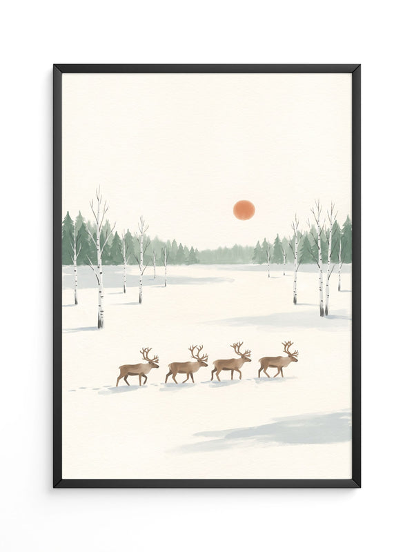 Rehe im verschneiten Wald