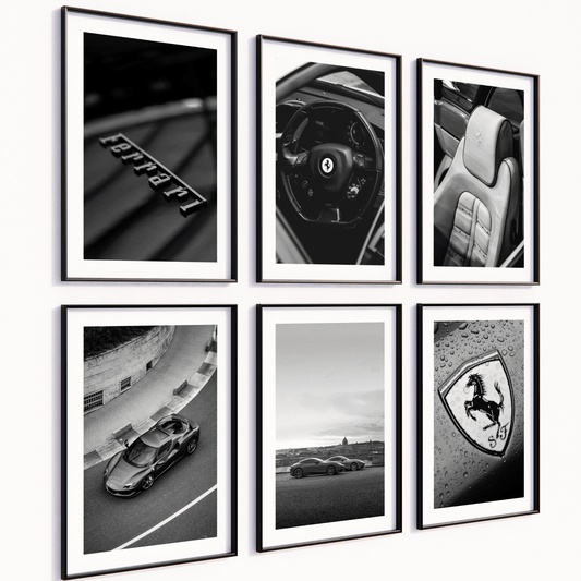 Poster Set „Drive & Detail“ – Automotive Eleganz in Schwarz-Weiß