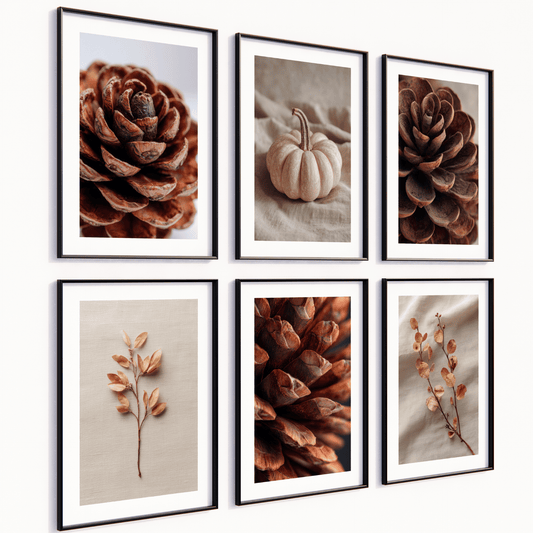 Poster Set „Natural Harmony“ – Herbstliche Naturmotive in Beige & Braun