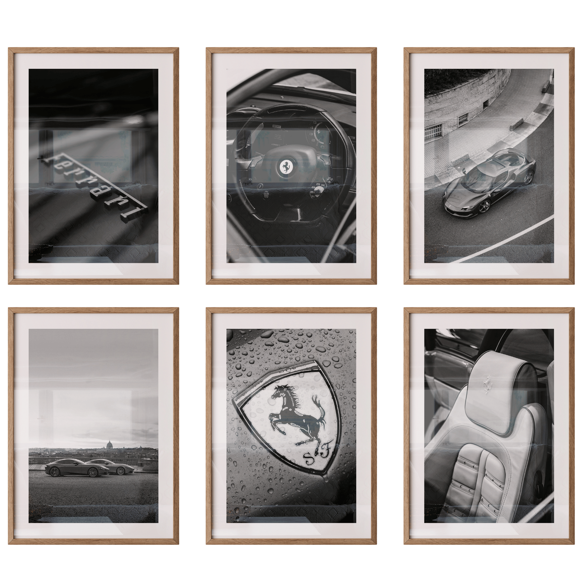 Poster Set „Drive & Detail“ – Automotive Eleganz in Schwarz-Weiß