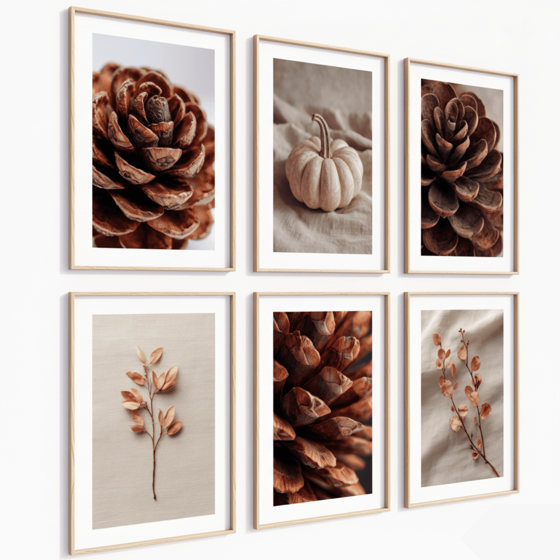 Poster Set „Natural Harmony“ – Herbstliche Naturmotive in Beige & Braun