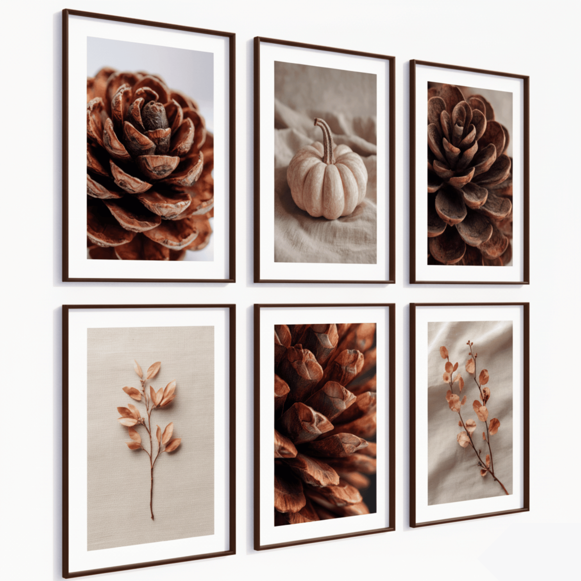 Poster Set „Natural Harmony“ – Herbstliche Naturmotive in Beige & Braun