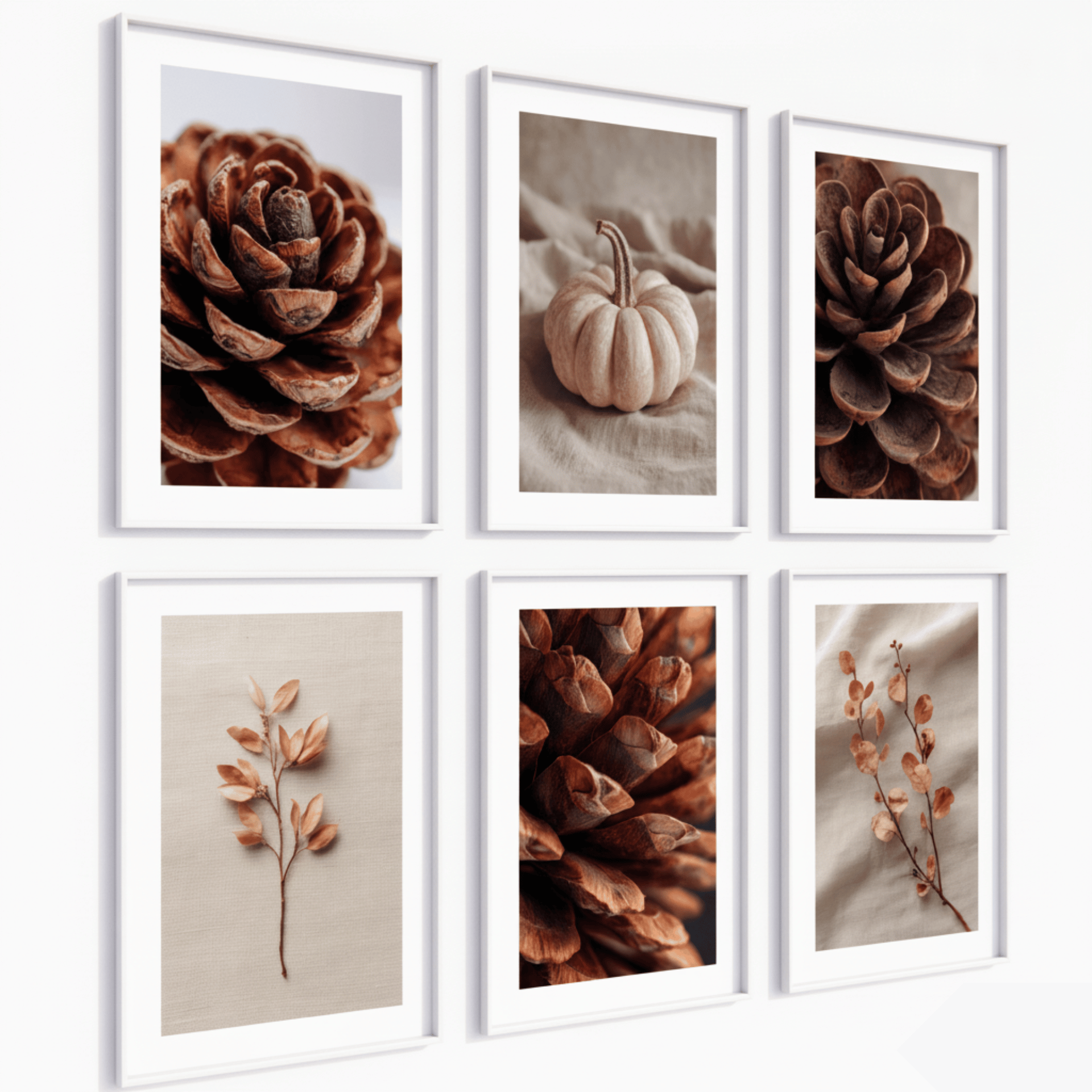 Poster Set „Natural Harmony“ – Herbstliche Naturmotive in Beige & Braun
