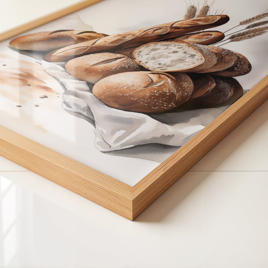 Brotstilleben Weizen Aquarell