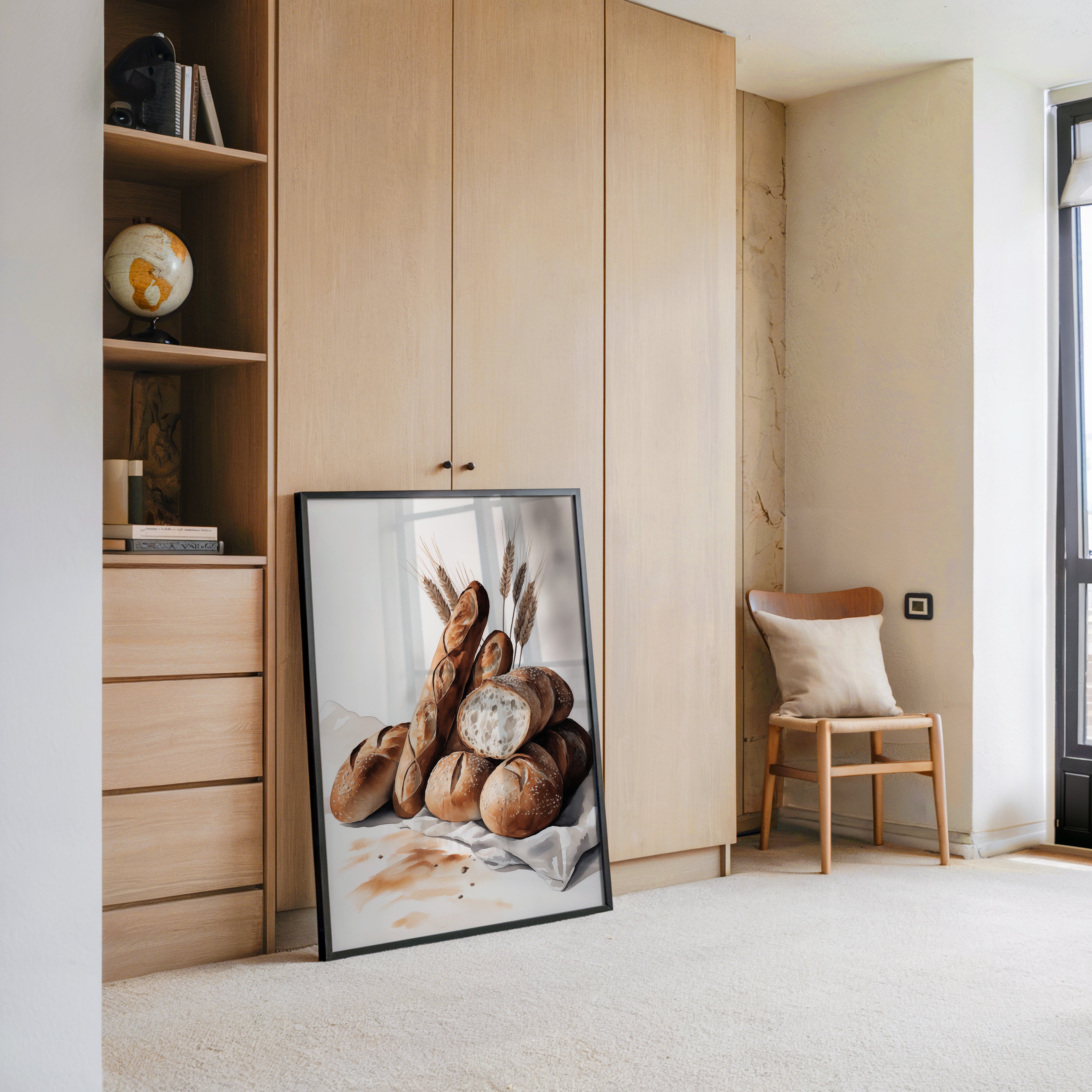 Brotstilleben Weizen Aquarell