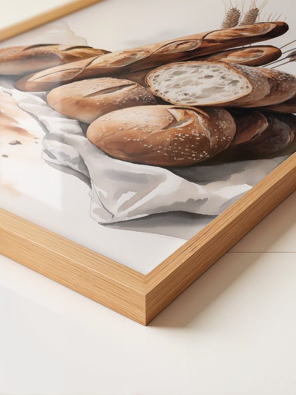 Brotstilleben Weizen Aquarell